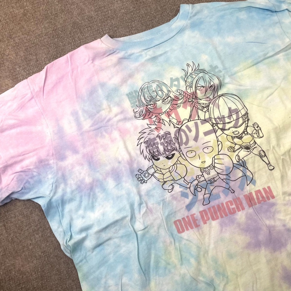 One Punch Man T Shirt Mens 2XL Multicolor Tie Dye Media Saitama & Genos Graphic